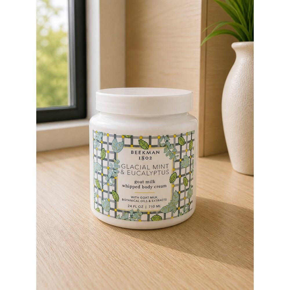 $72 New Beekman 1802 Glacial Mint & Eucalyptus Goat Milk Whipped Body Cream 24oz